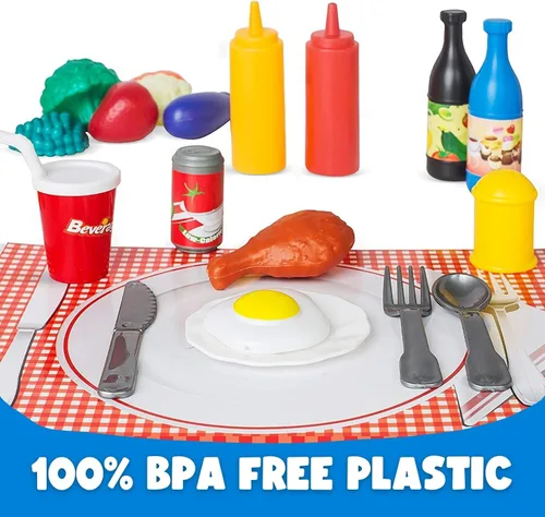 Miniatura 2 de Conjunto surtido de 120 piezas de lujo de juguetes de comida de simulación, golosinas sabrosas de plástico para juegos de cocinar y comprar