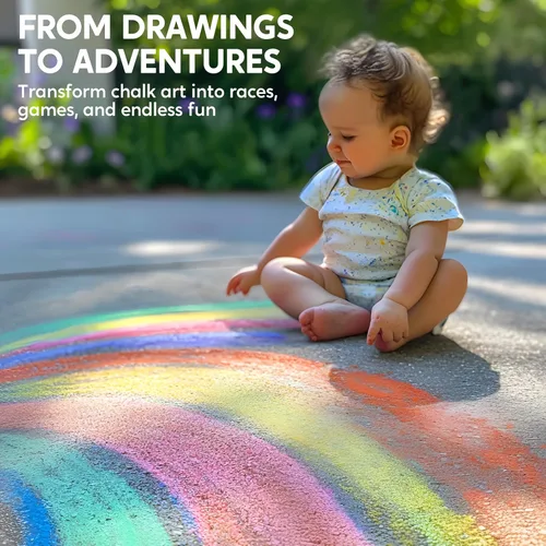 Miniatura 7 de JOYIN 12 tizas jumbo para acera con 6 colores, tiza lavable para niños, suministros escolares no tóxicos, juegos al aire libre, accesorios