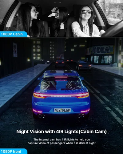 Miniatura 5 de Cámara de salpicadero dual delantera y frontal 1080P para coches, cámara de salpicadero para taxi con visión nocturna IR, cámara de coche