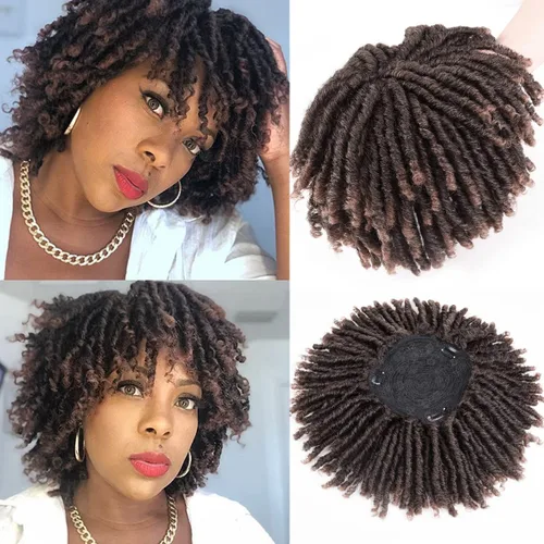 Miniatura 11 de Pelucas de rastas cortas de 6 pulgadas para mujeres y hombres negros con clips, pelucas trenzadas sintéticas con rizos postizos, rizos Afro, rizos