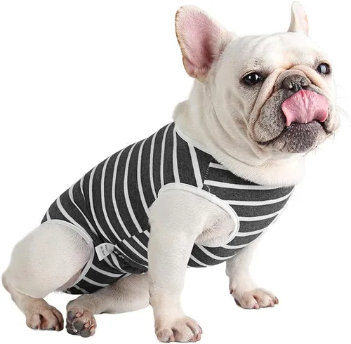 Etdane Pañales para perros, bragas sanitarias, camisas de período fisiológico, trajes de recuperación quirúrgica para perros machos y hembras, rayas