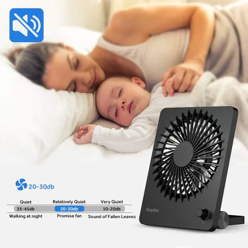 Miniatura 6 de EasyAcc Ventilador de escritorio con batería recargable, ventilador de viaje personal portátil de 6000 mAh, tiempo de funcionamiento máximo de 26