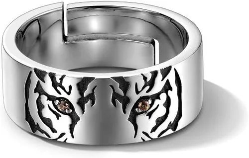 Anillo de cabeza de tigre punk hip-hop para hombres y mujeres, vintage, ojo de gato, animal, anillo abierto, anillo de boda, pareja, joyería retro,