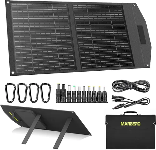 Miniatura 9 de MARBERO Panel Solar Portátil de 60W Panel Solar Plegable de 60 Vatios para Generadores Solares IP65 Impermeable 23% de Alta Eficiencia Puerto USB