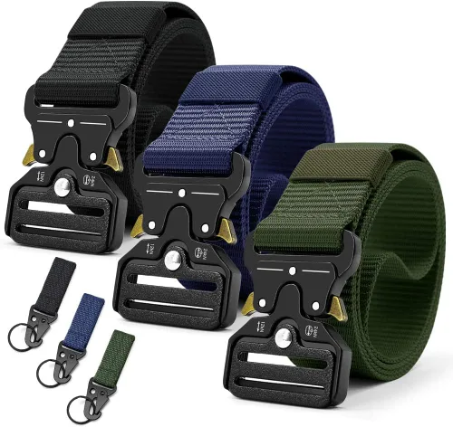 Miniatura 6 de DOOPAI Cinturón táctico para hombre, tela militar de nailon negro con hebilla de liberación rápida, ideal para el trabajo, senderismo 21-1 Negro