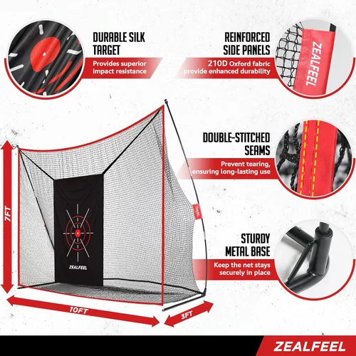 Miniatura 4 de ZEALFEEL Golf Net, 10x7FT/10x8FT/11x8FT Golf Simulator Cage System with Impact Screen & Side Barriers, Golf Practice Net for Indoor Outdoor Backyard
