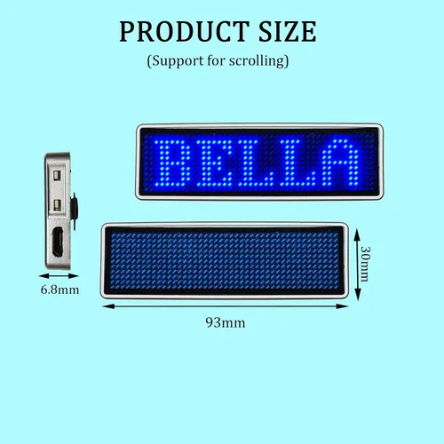 Miniatura 7 de Insignias de nombre LED, insignias de tarjetas de visita, pantalla de desplazamiento para restaurante, tienda, fiesta, bar, tablero de nombre LED