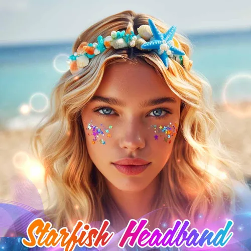 Miniatura 4 de Unicra Diadema de estrella de mar, accesorios para el cabello, diadema de concha de mar para mujer