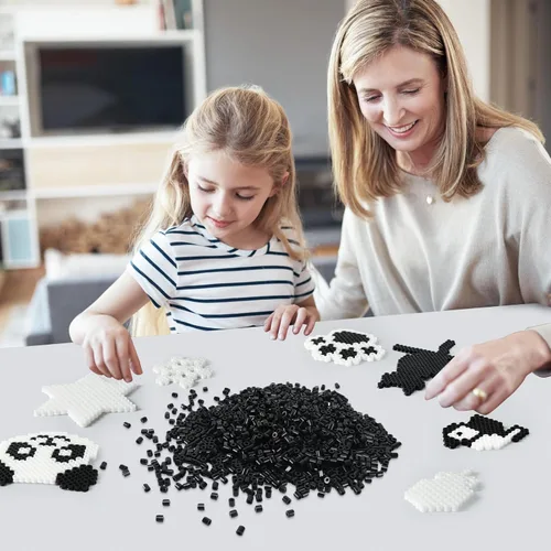 Miniatura 6 de AUGSUN Cuentas de fusible, 1500 piezas Cuentas de hierro fundibles negras de 5mm para artes y manualidades