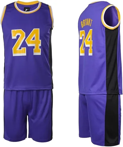 Miniatura 3 de #24 - Camiseta de baloncesto sin mangas y pantalones cortos deportivos con muñequeras para fanáticos, niños, jóvenes
