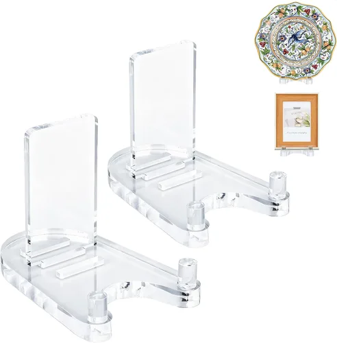 Miniatura 10 de Caballete acrílico, soporte de placa para exhibición, soporte de exhibición transparente ajustable para platos de 7 a 12 pulgadas, libro, tarjeta