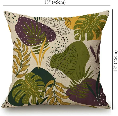 Miniatura 44 de Solekla Funda de almohada cuadrada de lino y algodón con flores blancas y negras, funda de cojín decorativa para sofá de 18 x 18 pulgadas Sl157