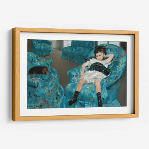 Miniatura 10 de Canvas Lab Little Girl in a Blue Armchair by Mary Cassatt 11 x 7 in Fine Art Framed Print, Frame Color: Black, With Mat Classical art