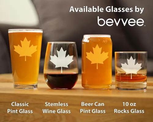 Miniatura 5 de Bevvee Copa de vino sin tallo de hoja de arce de Canadá, regalos y decoración de la bandera canadiense para mujeres y hombres, vasos grandes de 17
