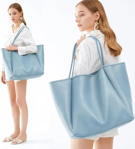 Miniatura 16 de HOXIS Bolso de mano de cuero PU de gran tamaño para mujer, bolso de fin de semana, bolso de viaje