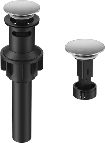 Miniatura 15 de Drenaje de lavabo de baño con desbordamiento, tapón universal para lavabo de baño, drenaje de plástico de drenaje rápido con colador 2 x negro mate
