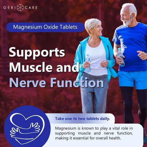 Miniatura 5 de GeriCare Suplemento de óxido de magnesio 240 mg de magnesio elemental, 120 tabletas, apoyo mineral esencial, promueve la salud vascular, la fuerza