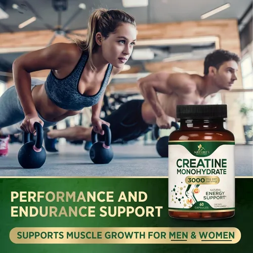 Miniatura 5 de Monohidrato de creatina 3000 mg por porción - Cápsulas de creatina en polvo micronizado - Apoya el músculo magro, la fuerza, la energía