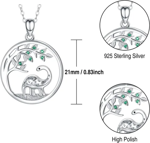 Miniatura 7 de JUSTKIDSTOY Collar con colgante de árbol de la vida, diseño de mariquitaunicorniolama, plata de ley 925, joyería de animales lindos regalos