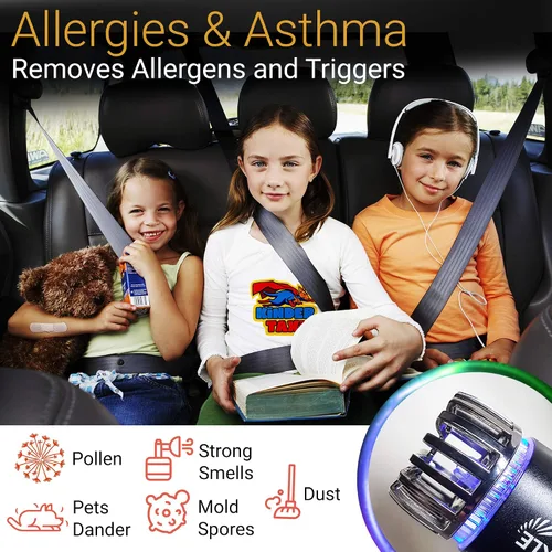 Miniatura 3 de Ionizador purificador de aire para automóvil - Desodorizador iónico antimicrobiano para automóvil de 12V enchufable con cargador USB dual