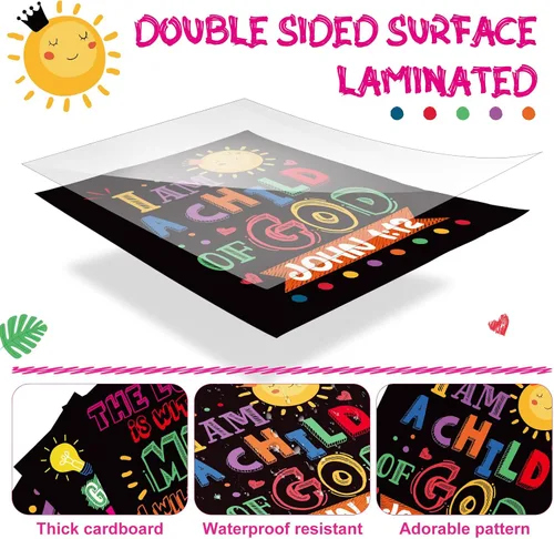 Miniatura 3 de Cinrobiye 12 carteles con versículo bíblico para niños, arte de pared cristiano inspirador con citas de las Escrituras, decoración religiosa