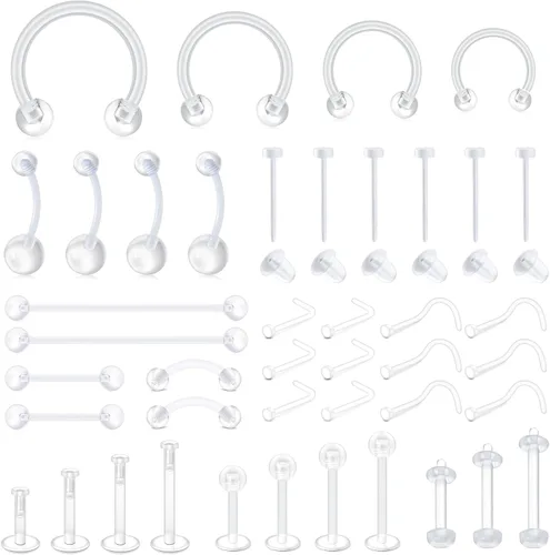 Miniatura 9 de D.Bella Kit de Retenedores de Piercing Transparentes Estilo Mix, Retenedores de Piercing Flexibles para Labios, Nariz, Cejas, Pezones, Lengua