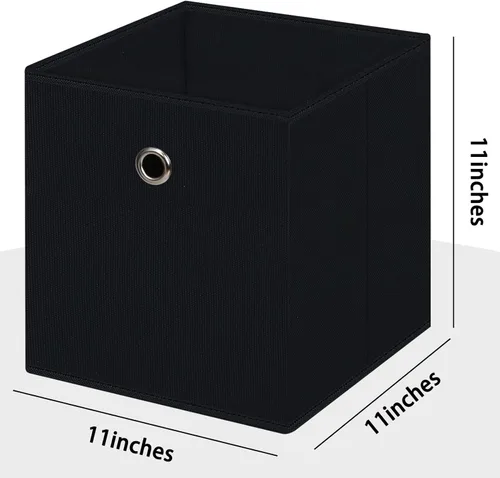 Miniatura 2 de Cubos de Almacenamiento Plegables Negros Contenedores, Cubos de Almacenamiento de Tela de 11 Pulgadas, Cajas de Almacenamiento de Tela, Cubos
