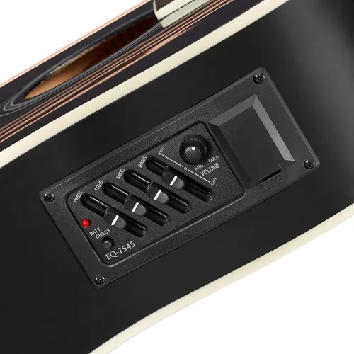 Miniatura 4 de Ashthorpe Paquete de guitarra acústica-eléctrica de tamaño completo para zurdos Dreadnought Cutaway, Tonewoods premium, color negro