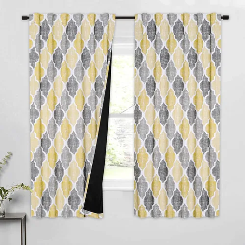 Miniatura 24 de Beauoop Cortinas 100% Opacas de 45 Pulgadas de Largo, 2 Paneles para Dormitorio, Sala de Estar, Gris Aqua Marroquí Geométrico, Oscurecimiento
