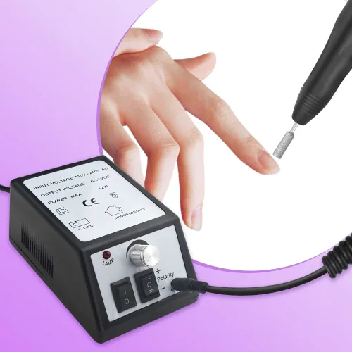 Miniatura 4 de Taladro eléctrico profesional de 20,000 rpm, para arte de uñas, máquina rápida de acristalamiento, con 1 paquete de bandas de lijado (negro)