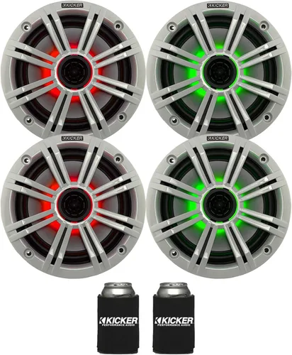 Miniatura 9 de KICKER Altavoces marinos LED plateados de 6.5 pulgadas (cantidad 4) 2 pares de altavoces de repuesto OEM LED Plata
