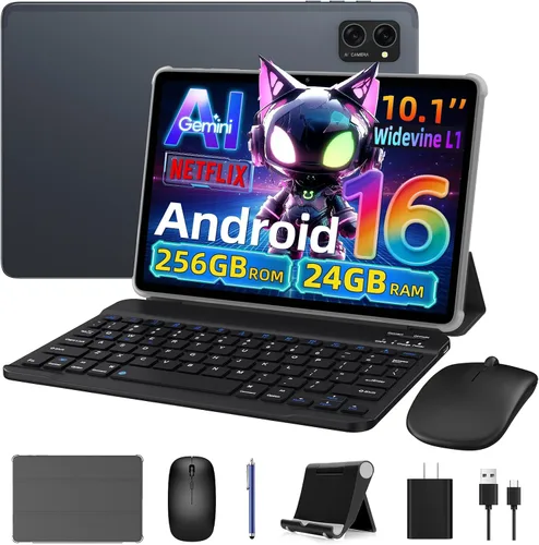 Tablet Android 16 2026, tableta Android con bolígrafo y teclado, Gemini Ai, 24 GB +256 GB/2 TB, cámara AI de 8 MP, Widevine L1, carga rápida, 2 en 1