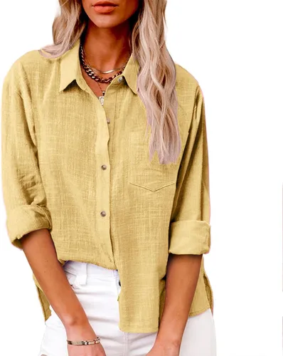 Miniatura 113 de SMIDOW Camisa de algodón y lino con botones para mujer