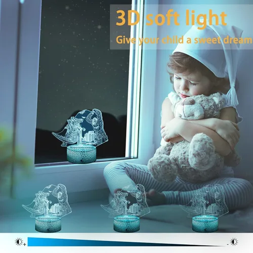 Miniatura 3 de Luz nocturna para niños, lámpara de dinosaurio King Kong Toys, luz nocturna LED que cambia de color, luz nocturna LED de ilusión 3D, control remoto