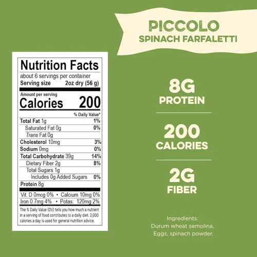 Miniatura 2 de Al Dente Spinach Farfalletti - Pasta de huevo de espinaca totalmente natural, hecha a mano. Fideos de pasta tradicionales hechos con huevos sin