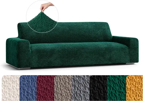 Miniatura 31 de PAULATO BY GA.I.CO. Funda para sofá, funda de sofá biplaza, funda elástica para sillón, funda de tela de poliéster suave, colección terciopelo, Negro