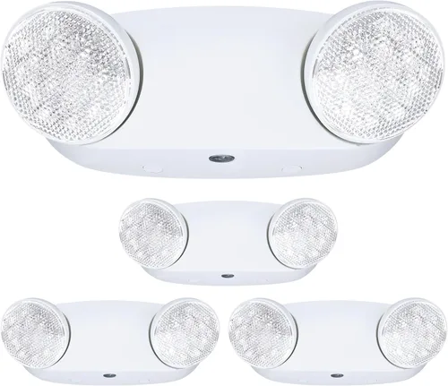 GRUENLICH Luz LED de emergencia, accesorios de iluminación de salida con 2 cabezales LED de ojo de insectos y baterías de respaldo, calificación UL