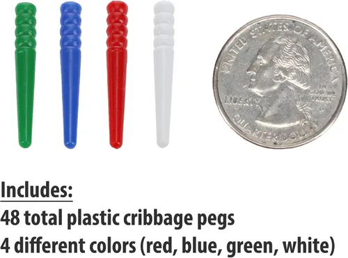 Miniatura 4 de WE Games 48 clavijas de plástico estándar con un diseño cónico en 4 colores: rojo, blanco, azul y verde Rojo/Blanco/Azul/Verde