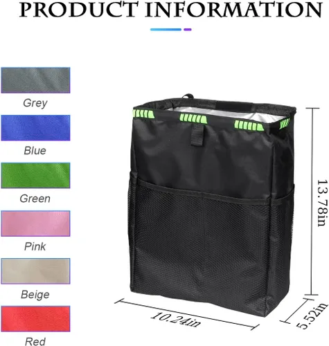 Miniatura 2 de Fekey&JF Bote de basura colgante para coche con bolsillos de almacenamiento, bolsa de basura impermeable y a prueba de fugas Oxford para automóvil