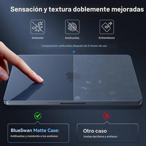 Miniatura 5 de BlueSwan Funda para MacBook Air de 13 pulgadas, M5 M4 M3 M2 2026-2022 A3449 A3240 A3113 A2681, 100% color oficial, resistente a los arañazos, fácil