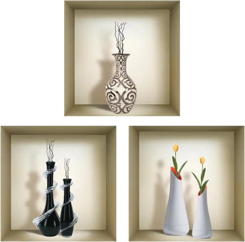 Miniatura 10 de Arte de pared 3D, juego de calcomanías de nicho, decoración de pared 3D, calcomanías de pared para sala de estar, calcomanías de pared