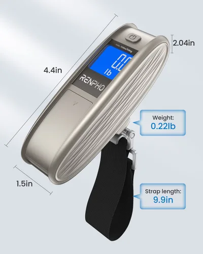 Miniatura 8 de RENPHO Báscula de equipaje para maletas, báscula digital portátil para viajes, báscula de pesaje de equipaje de mano con gancho, función de tara