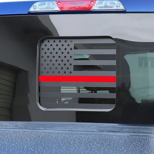 Miniatura 11 de Zxiaochun Calcomanía de bandera para ventana trasera media de la bandera americana para Ford F150 F250 F350 2015-2020 2021 2022 2023 2024 2025 Negro