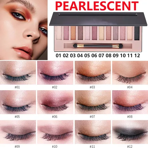 Miniatura 2 de Paleta de sombras de ojos desnudas de 12 colores, paleta de sombra de ojos con purpurina brillante, paleta de sombra de ojos ahumada natural