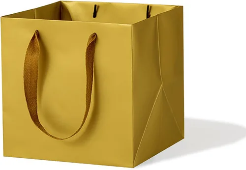 Miniatura 16 de Bolsa de regalo de papel kraft pequeña con fondo cuadrado con asas (kraft natural, 4 x 4 x 4 pulgadas, 10 unidades)