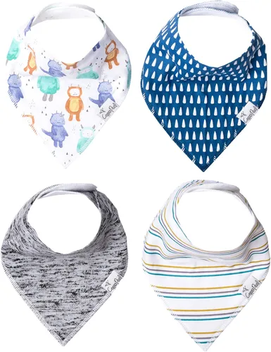 Miniatura 8 de Copper Pearl Baberos tipo bandana para bebé, paquete de 4 baberos de algodón suave para babear y dentición, absorbentes, ajuste ajustable, muchos