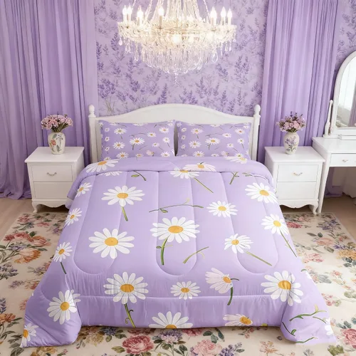 Miniatura 13 de Manfei Juego de Edredón Floral de Acuarela Tamaño Twin, Juego de Ropa de Cama de Flores Botánicas y Hojas 2 piezas, Edredón de Plumón de Flores