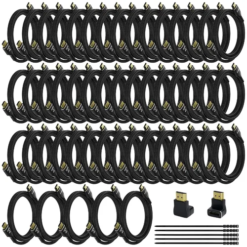 Miniatura 11 de Cable HDMI 4K de 2 pies (paquete de 3), cable HDMI 2.0 Ultra HD, conectores trenzados de nailon y chapados en oro, 4K @ 60Hz, 2K, 1080P, HDCP 2.2