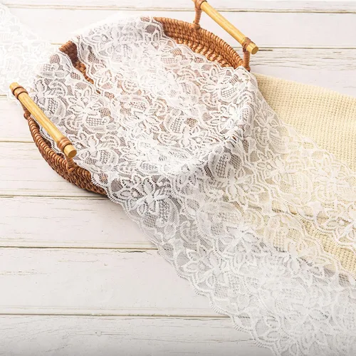 VGOODALL Cinta de encaje de boda nupcial de 3 pulgadas de ancho, 10 yardas, ribete elástico de encaje floral para decoración, envoltura de regalos,
