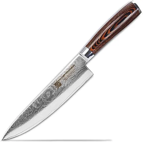 Miniatura 4 de Cuchillo de chef profesional de Damasco, 67 capas hecho a mano de 8 pulgadas, cuchillo de chef de Damasco, VG10 Super Steel Core